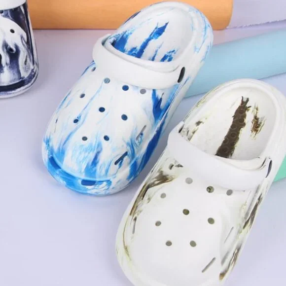 Slingback Clogs Tie-Dye Shoes for Boys in Black/L.Blue/D.Blue/Olive Green/Grey - Picture 3 of 5